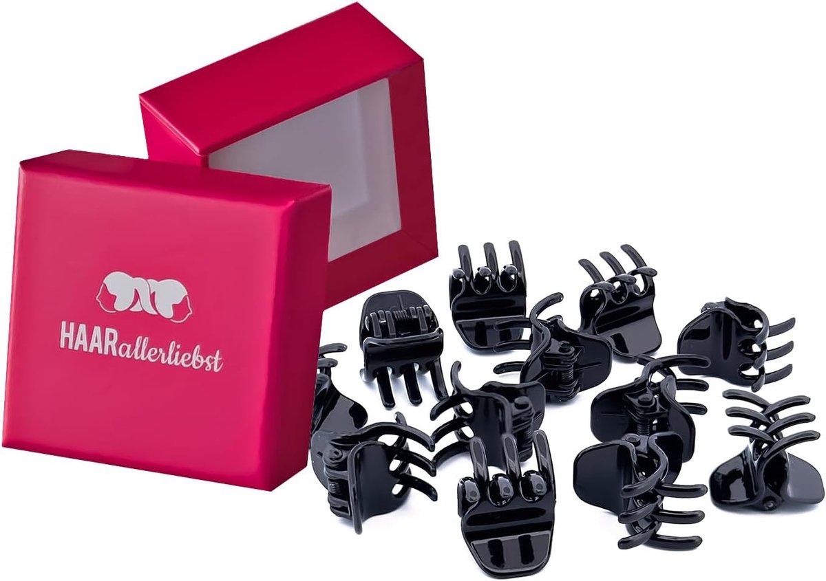 Haarclips Zwart - Kleine Speldjes - Dagelijks Gebruik - Met Opbergdoos - 2cm