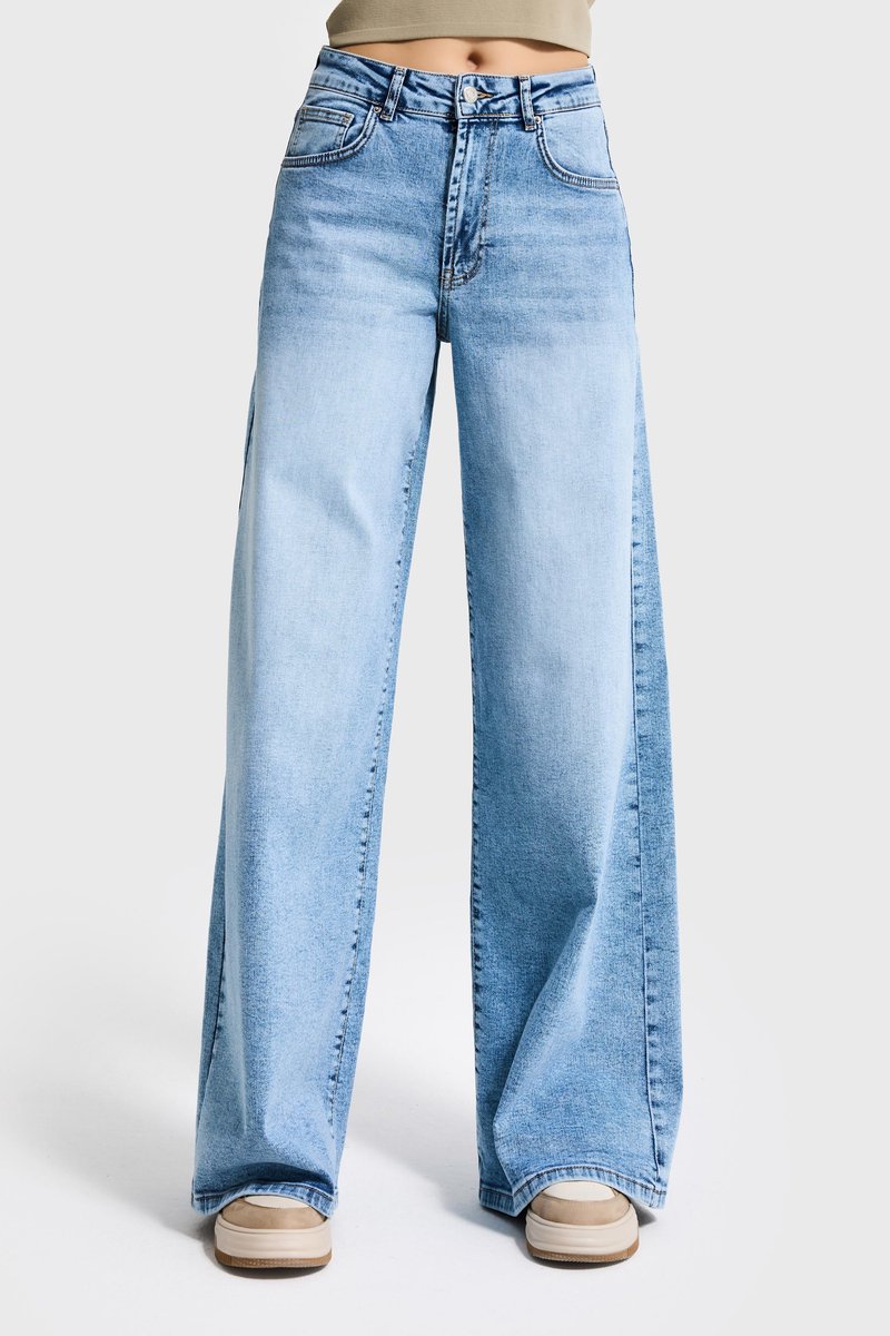 It's Basic - PALAZZO HIGH RISE JEANS - BLEACHED