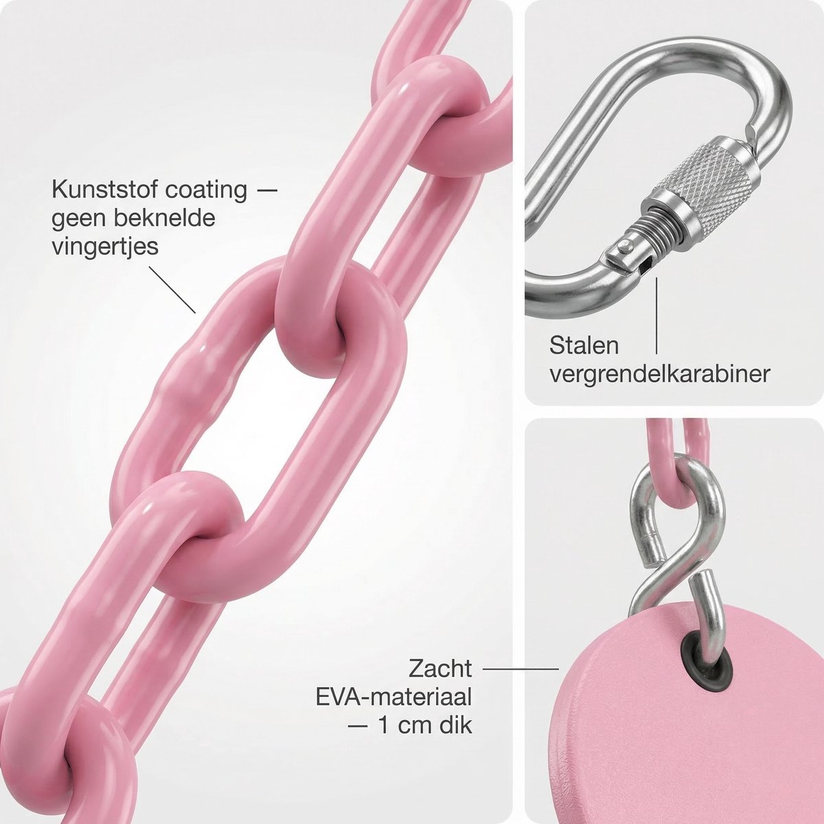 JAXY Schommelzitje - Kinderschommel Buiten - Tot 136 KG - Buitenspeelgoed Jongens, Meisjes & Peuter - Roze — afbeelding 11