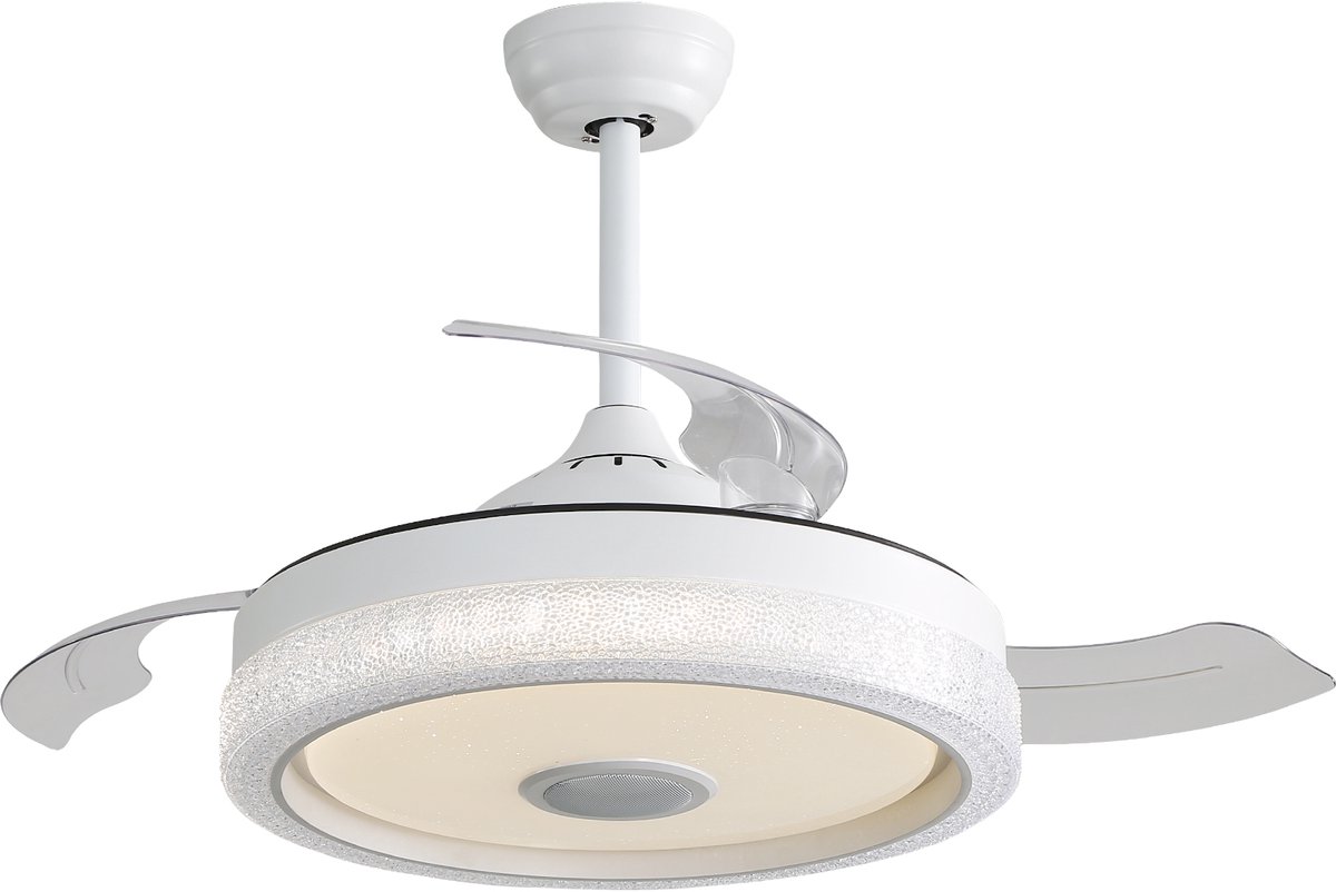 LED-verlichting - Instelbare lichtkleur - Plafondlamp met ventilator en verlichting - 42-inch plafondventilator met verlichting – uitgerust met 32W meerkleurige LED's (3 kleurtemperaturen + RGB) – 3 ABS-ventilatorbladen en DC-motor