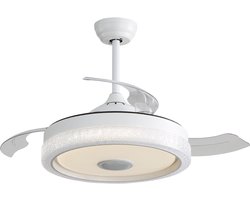LED-verlichting - Instelbare lichtkleur - Plafondlamp met ventilator en verlichting - 42-inch plafondventilator met verlichting – uitgerust met 32W meerkleurige LED's (3 kleurtemperaturen + RGB) – 3 ABS-ventilatorbladen en DC-motor