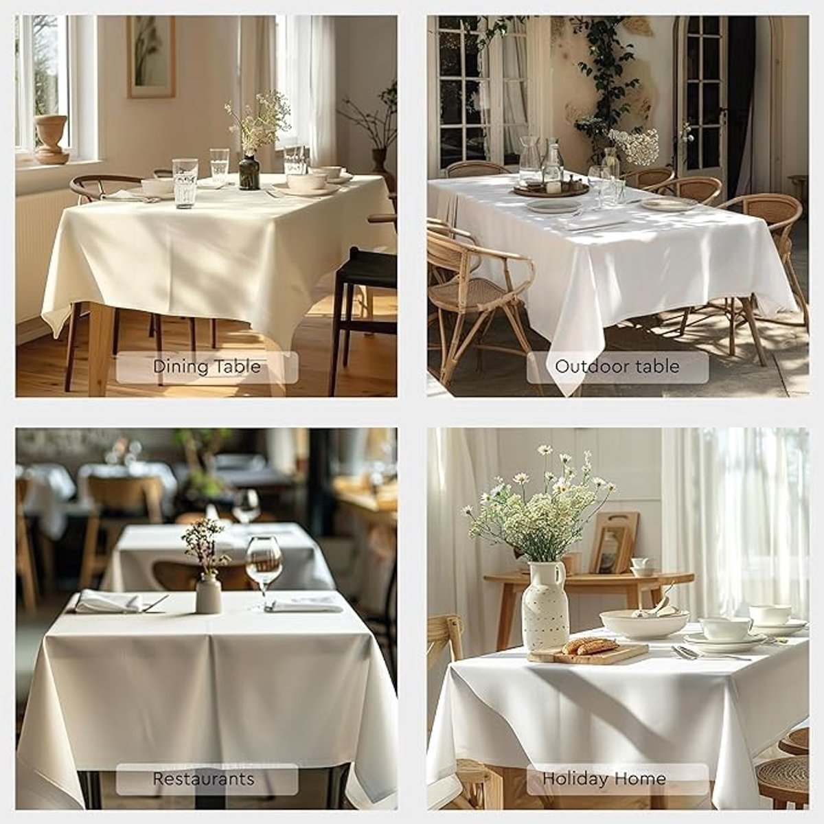 Vierkant tafelkleed van stevig katoen voor 4 personen - 140x140 cm - donkerrood