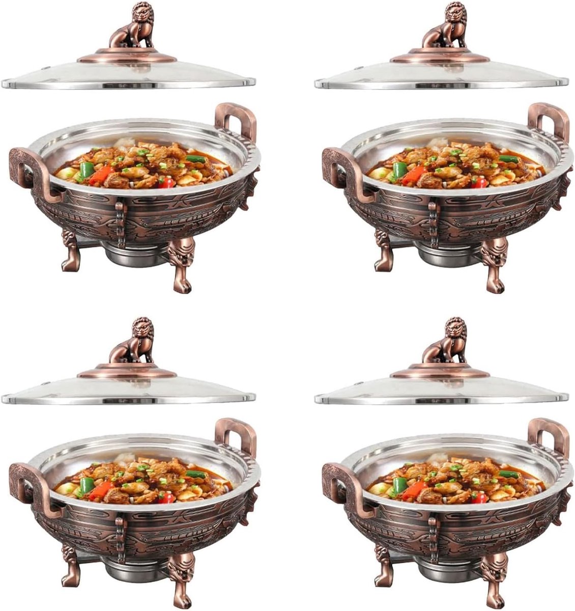 Warmhoudschalen Buffetset - Catering Servies - Feesten Buffet - Ronde Vorm - 27x20 cm - Brons