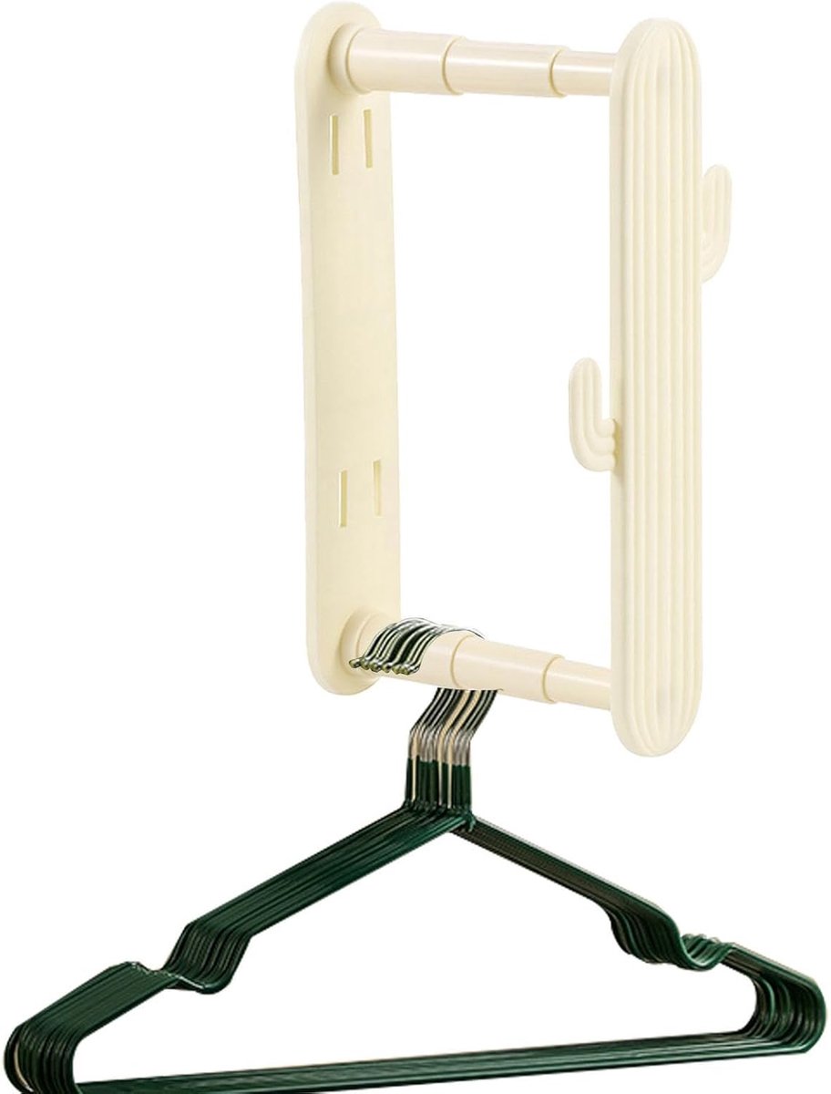 Kleerhangerhouder - Wand organizer - Ruimte besparen - Intrekbaar design - 65-17 cm - Wit