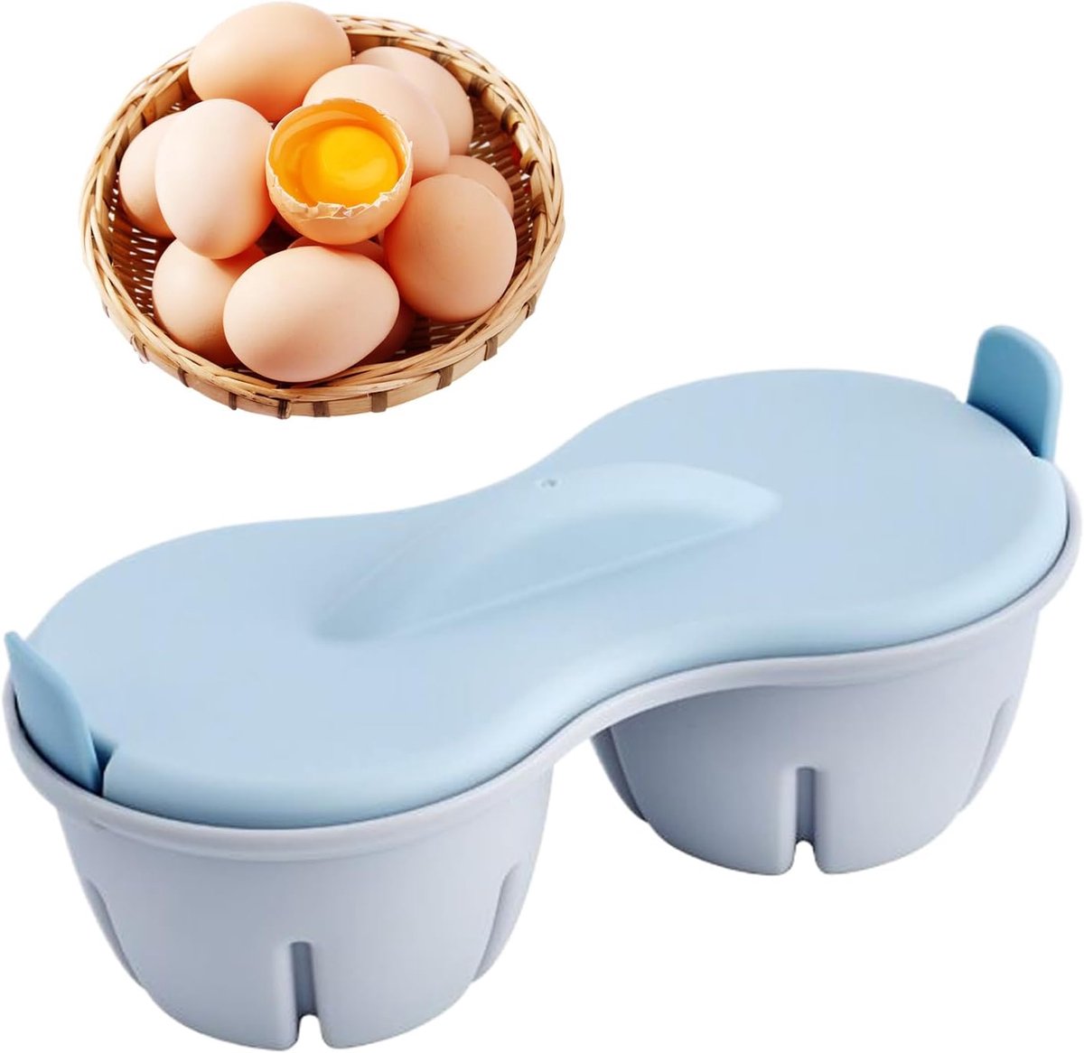 Magnetron eierkoker - Keuken gadget - Snel ontbijt - Kookt meerdere eieren - 22 cm - Blauw