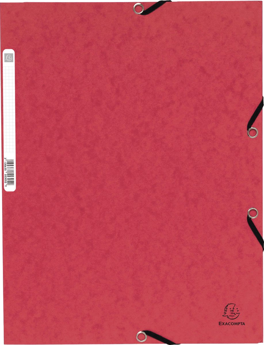 Exacompta 50x Elastomap met 3 kleppen in glanskarton 355g/m2 - Rood - 55305E