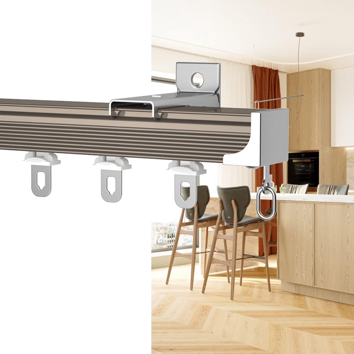 Gordijnrails Systeem - Gordijnophanging - Plafond Wandmontage - Zware Kwaliteit 2mm - Universeel