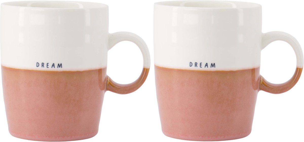Zusss Set Van 2 Theemokken Dream - Cadeau Dames Keramiek White / Dark Pink