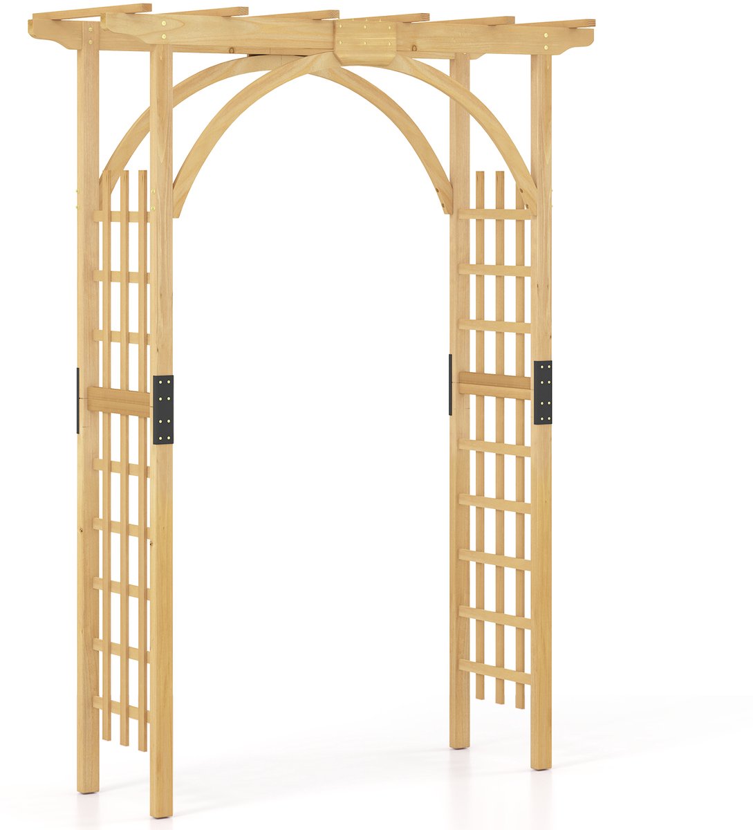 KOMFOTTEU Houten tuinboog, rozenboog voor rozen en klimplanten, klimrek voor bruiloften en tuinfeesten, klimframe, leiboom, boog, rozenrek, plantensteun met dak 160 x 60 x 213 cm