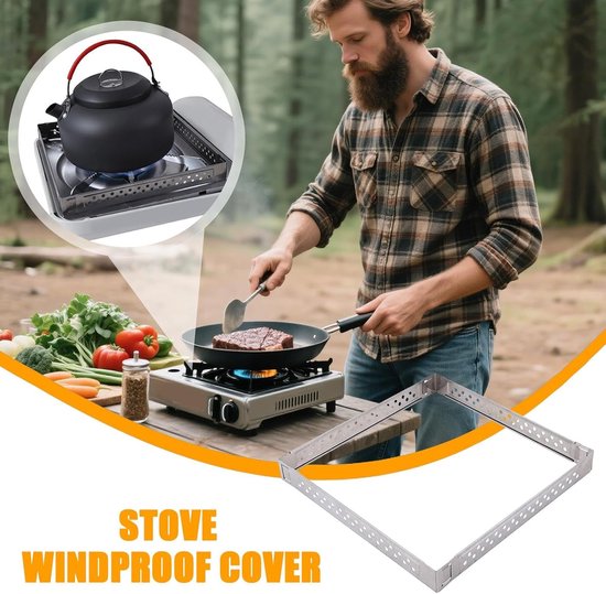 Kampeer Kook Windscherm - Windbescherming Buitenoven - Stabiliseren Vlam - Roestvrij Staal - 21.3 cm - Zilver — afbeelding 4