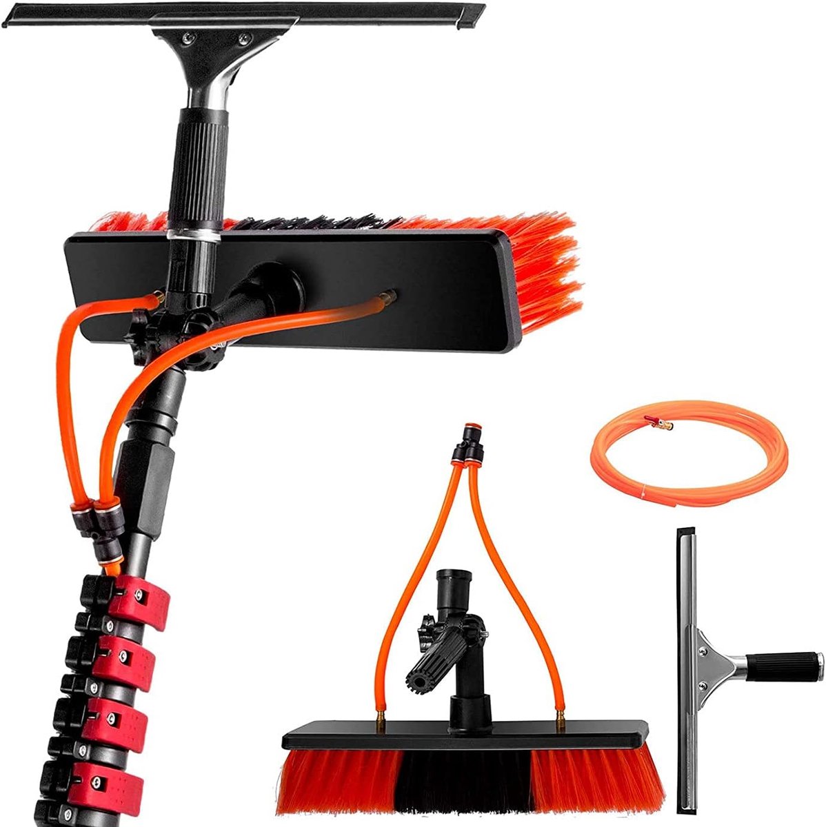 Glasbewassing Set - Reinigingsstok - Hoge Ramen Schoonmaken - Uitschuifbaar Tot 9 Meter - 55cm Borstelkop