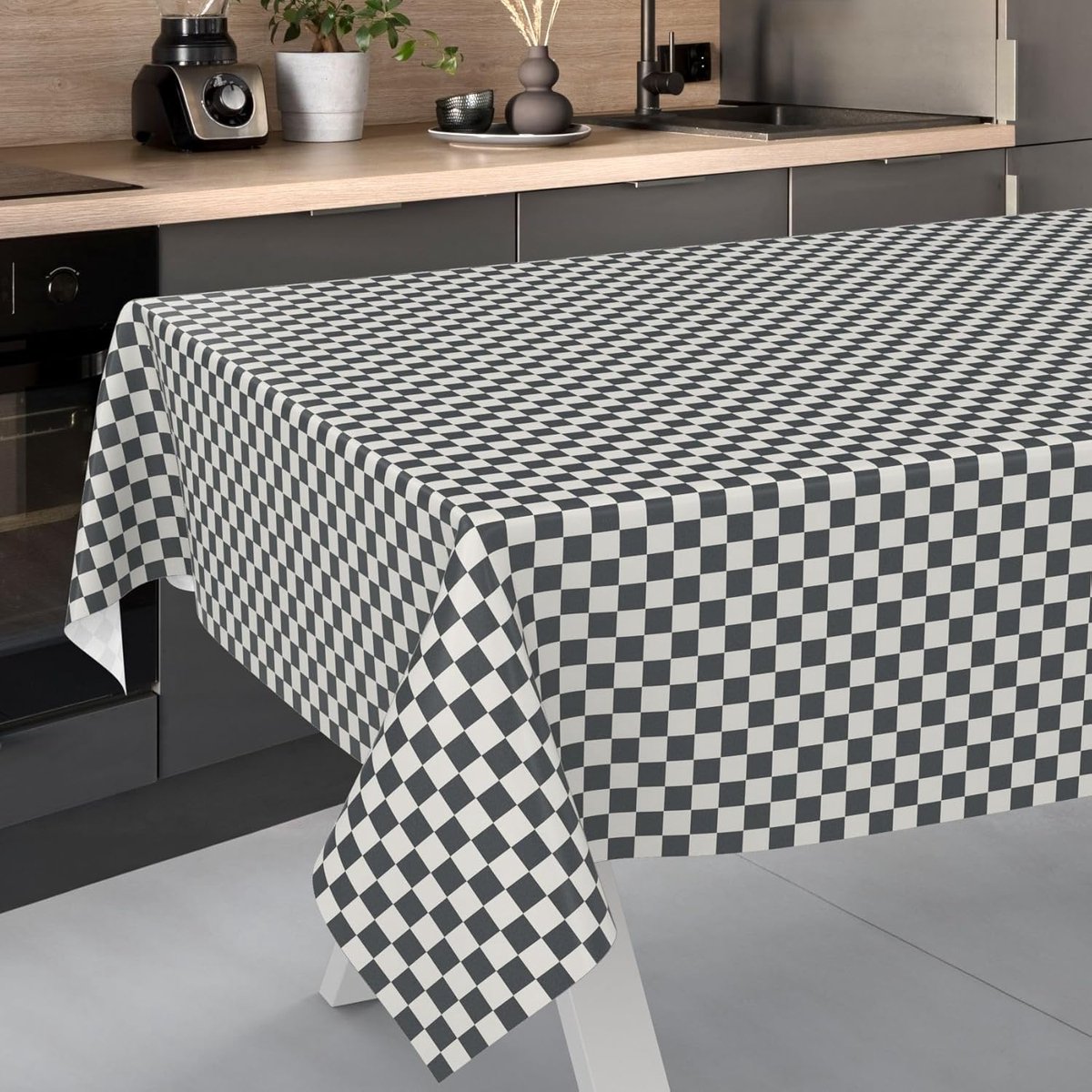 Tafelkleed - Tafelzeil Wasdoek - Buiten Eten - Waterafstotend - 200 x 140 cm - Grijs Geruit