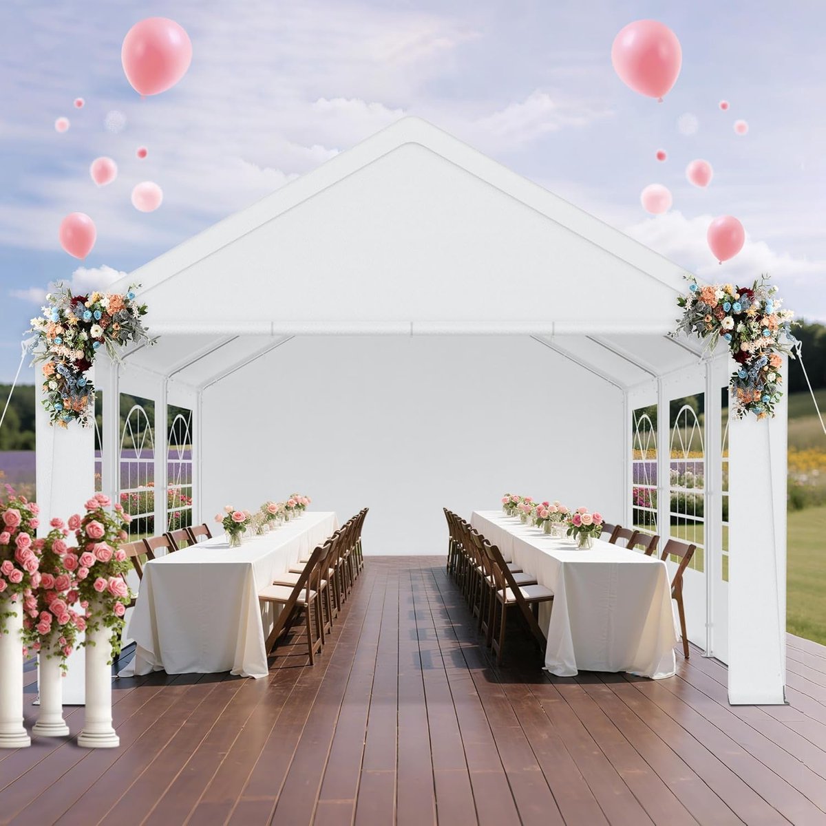 Partytent - Feesttent Paviljoen - Buitenfeesten Evenementen - Waterdicht PE Zeil - 4x6 Meter - Wit