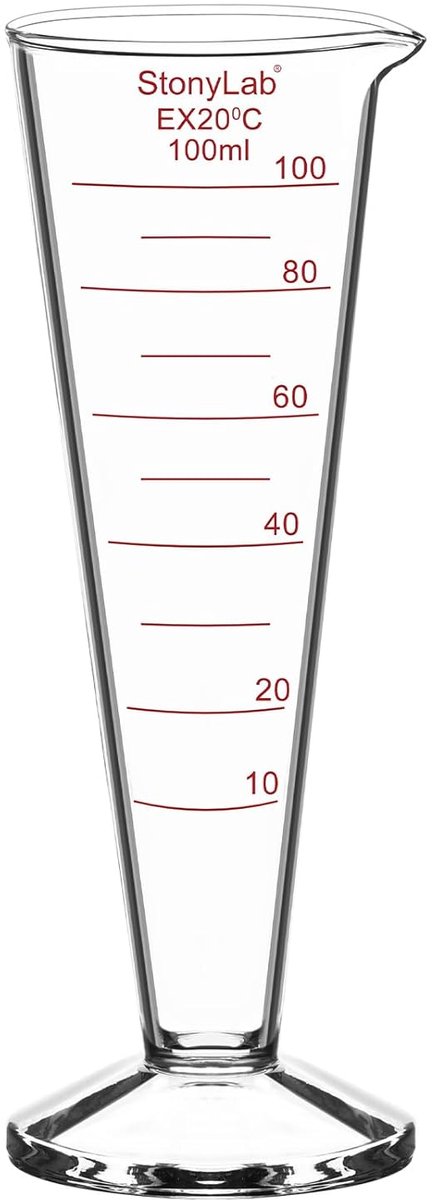 Maatcilinder Glas - Kegvormige Beker - Precieze Meting - Brede Mond Giettuit - 100 ml