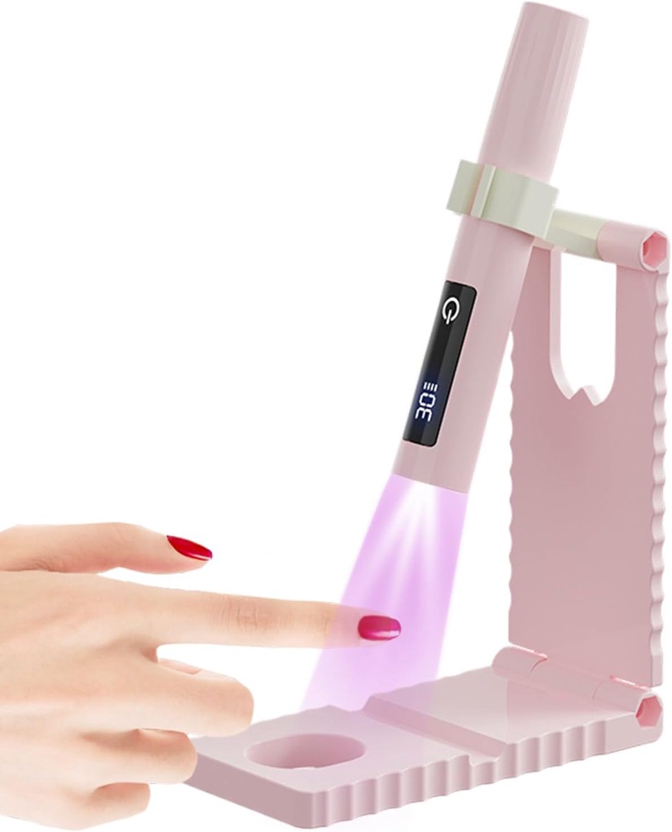 Draagbare UV-lamp - Nageldroger Pen - Gel Nagels Uitharden - USB Oplaadbaar LCD - 2.8 x 13.1 cm - Roze
