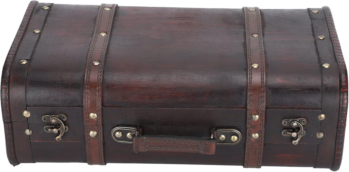 Decoratieve Koffer Houten Kist - Antieke Opbergdoos - Decoratie Ambacht - Draagbaar Gesp Sluiting