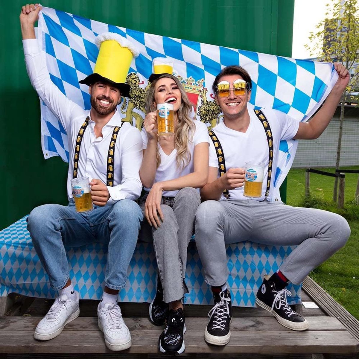 Tafelkleed Bavaria - Feestdecoratie - Bierfeest - Geruit patroon - 180 x 130 cm - Blauw wit