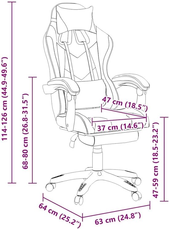 Race Gamestoel - Comfortabele Bureaustoel - Gaming en Werk - Verstelbare Rugleuning - 165 Kilogram - Zwart Camouflage van Merkloos — afbeelding 5