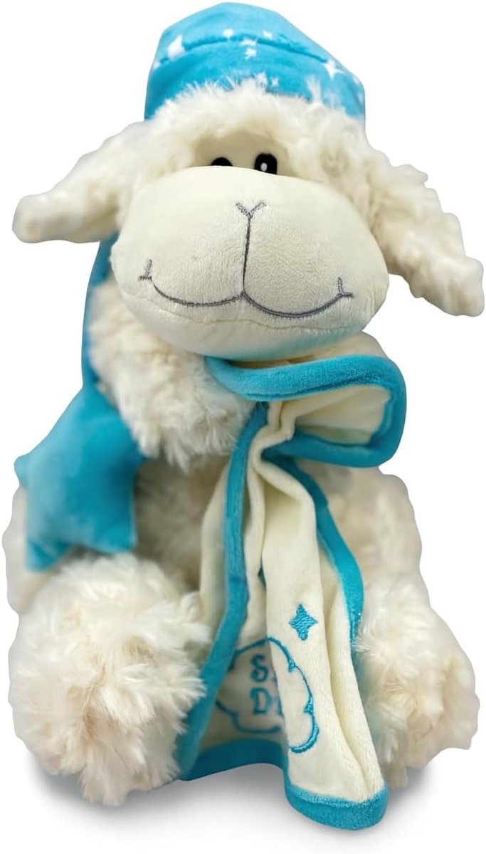 Pluche Dier - Knuffeldier Kinderen - Slaaphulp Spelen - Superzacht Materiaal - 30 Centimeter - Wit Blauw