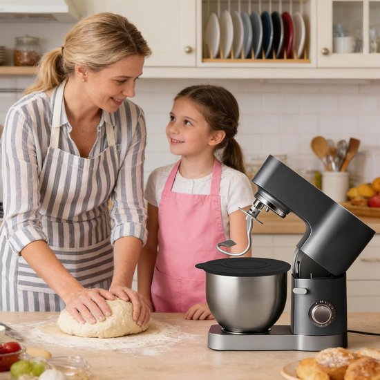 Mixer Spatdeksel - Kom Deksel - Bakken en Koken - Spatvrij Mengen - 9 Inch - Zwart — afbeelding 5