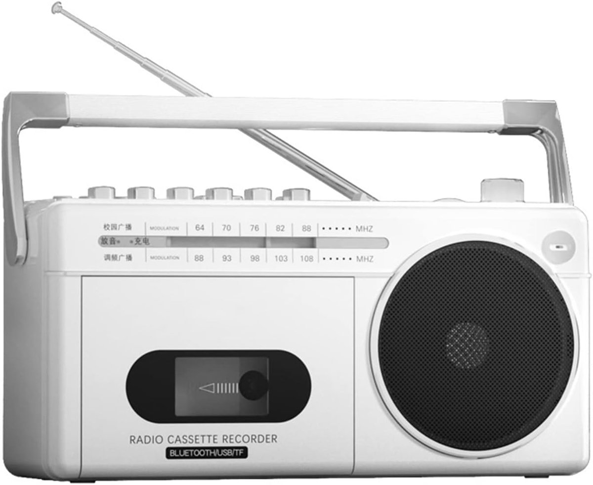 Cassette Speler - Draagbare Recorder - Muziek Afspelen - Bluetooth FM Radio - 25.2 x 12.7 cm - Wit