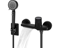 Badkraan met handdouche zwart