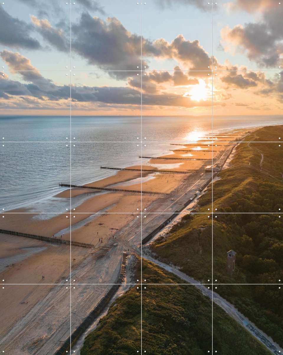 IXXI Strand van Zoutelande, Michael Huijgens & Kunst in Kaart - 80 x 100 cm - Gratis ophangtool - Grote wanddecoratie en posters - Fotografie