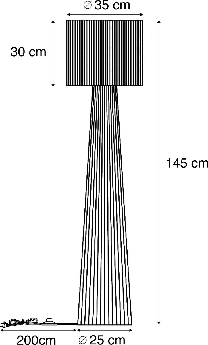 QAZQA dart - Japandi Vloerlamp | Staande Lamp - 1 lichts - H 145 cm - Naturel - Woonkamer thumbnail 4