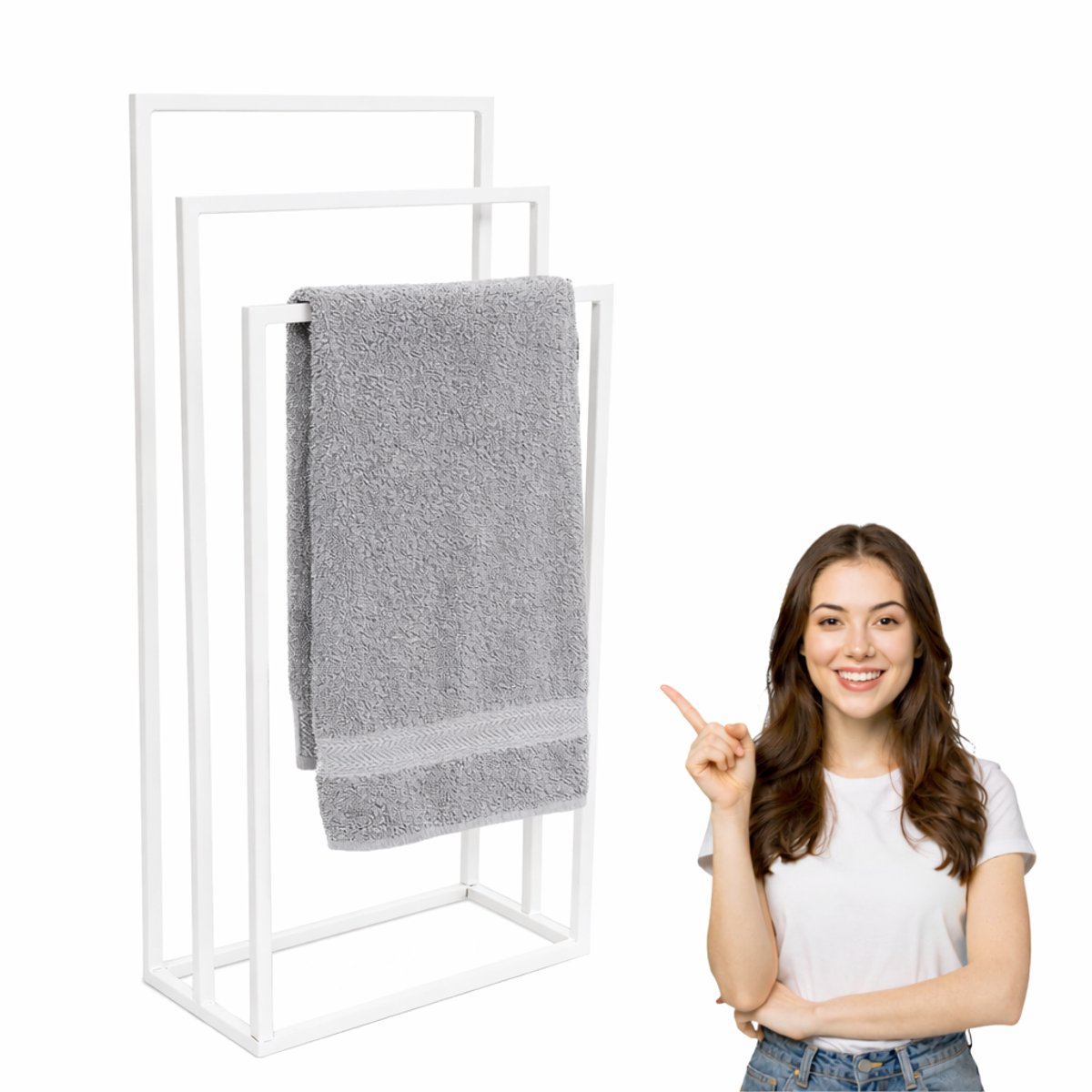 Anwicar Handdoekenhouder Loft Wit 100x50x25 cm - Handdoekenrek - Badhanddoek Houder