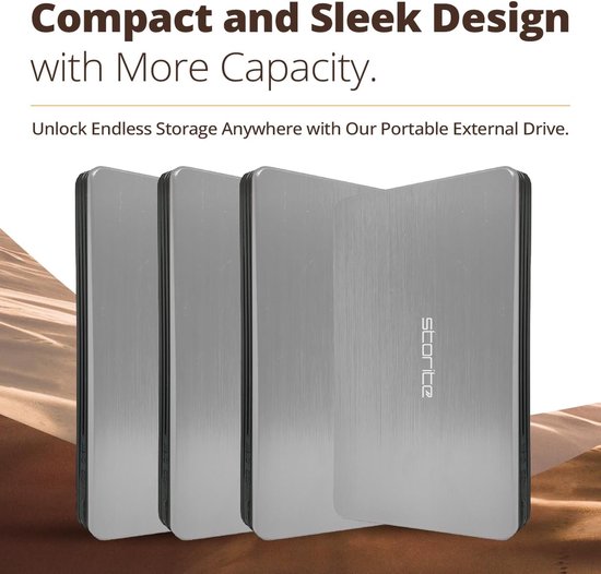 Externe Harde Schijf - Opslagmedium Gegevens - Bestanden Opslaan - Snelle USB 3.0 - 1 TB Capaciteit - Zilver van Merkloos — afbeelding 4