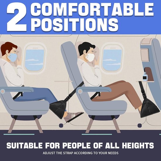 Reis Voetsteun - Vliegtuig Hangmat - Comfortabel Reizen - Verstelbare Hoogte - Compact Ontwerp - Zwart van Merkloos — afbeelding 4