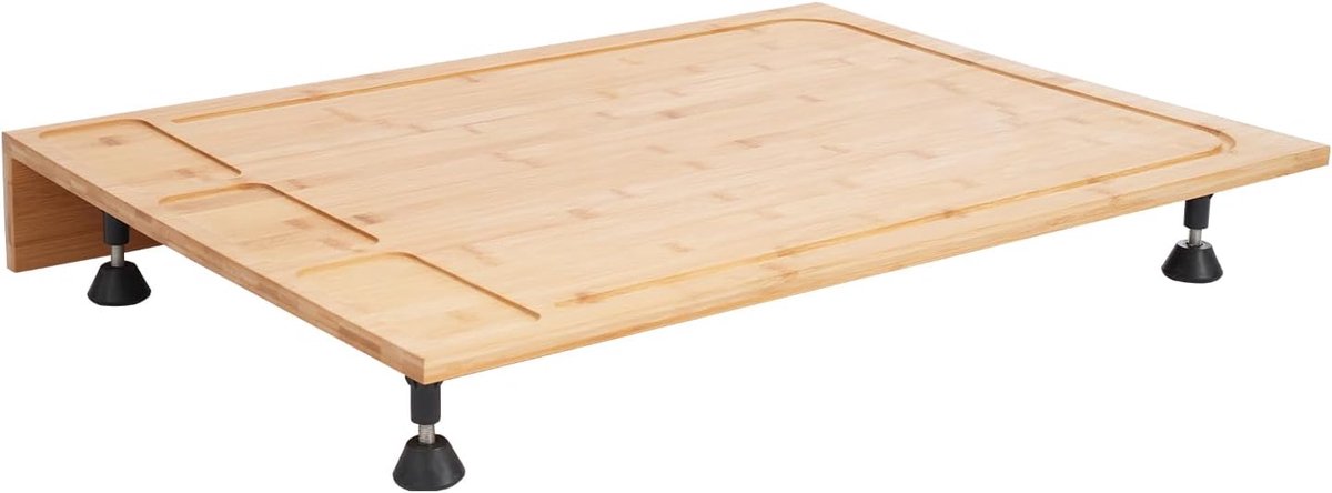 Bamboe fornuisafdekking - Keukenplank - Extra werkruimte - Verstelbare afdekking - 75 x 54 cm - Houtkleur