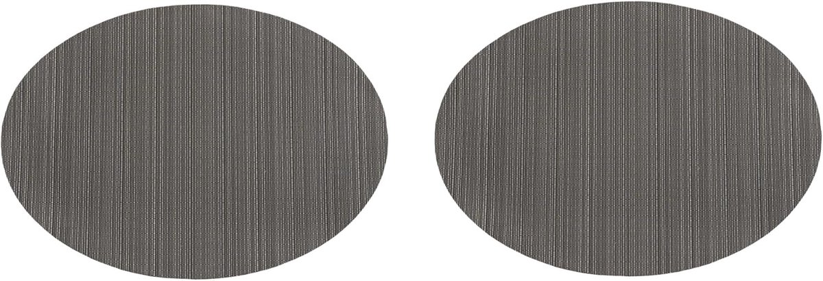 Ovale Placemats - Tafelonderleggers - Tafeldekken - Set van twee - 32 x 45 cm - Grijs