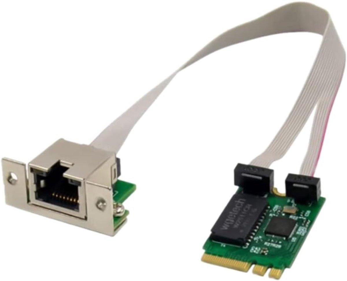 Netwerkkaart M.2 A+E - Ethernet Adapter - Snelle Internetverbinding - Multi-Gigabit Snelheden - 15 x 12 x 3 cm - Groen