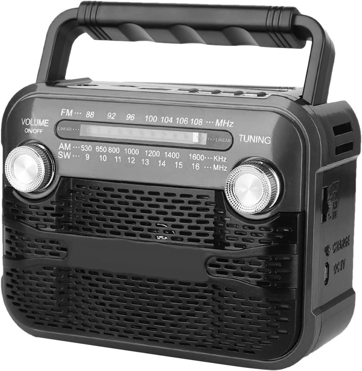 Noodweer Radio - Oplaadbare Radio - Buitenactiviteiten Avontuur - Handzwengel Zonne-energie - 15x8x12cm