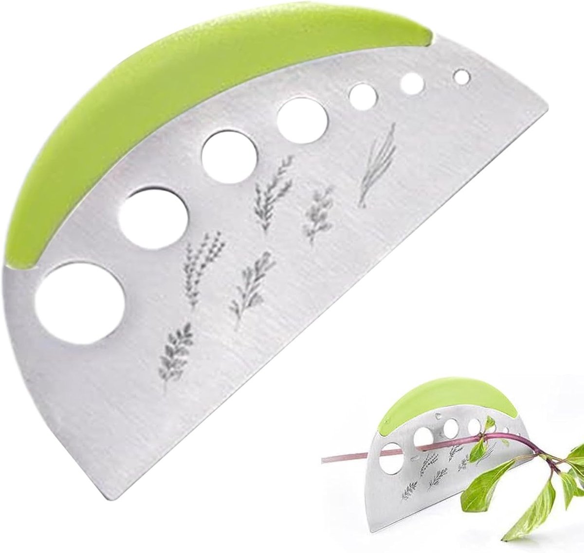 Bladeren Stripper - Keukenblad Tool - Planten Trimmen - Roestvrij Staal - 11 x 5.8 cm - Groen