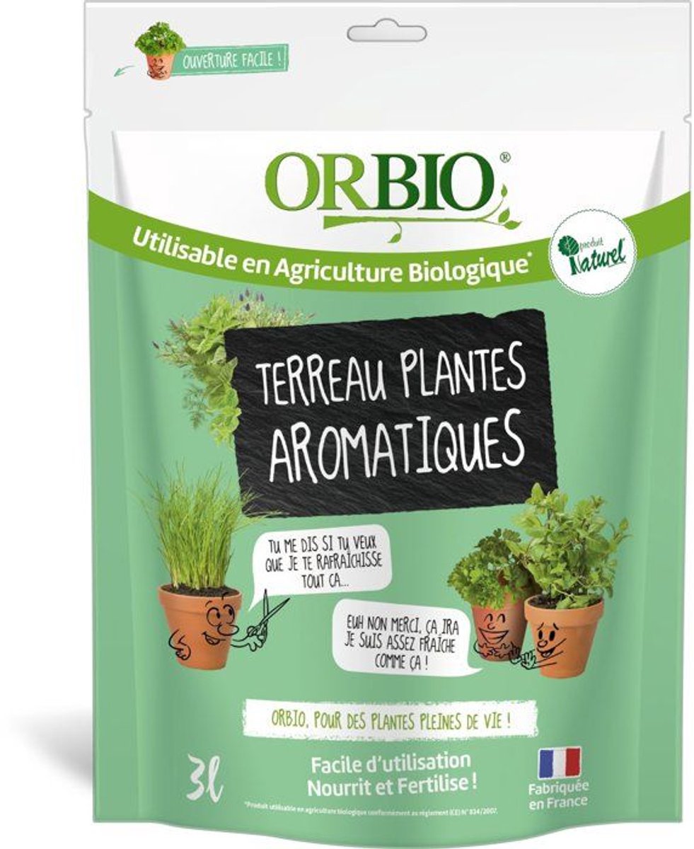 Aromatische plantenpotgrond - ORBIO - 3 L - Specifiek aromatisch substraat - Geoptimaliseerde drainage