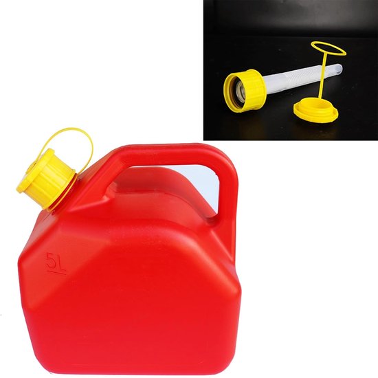 Gasbus Container - Brandstof Opslag - Buiten Gebruik - Vlamvertragend ABS - 5 Liter - Rood — afbeelding 3