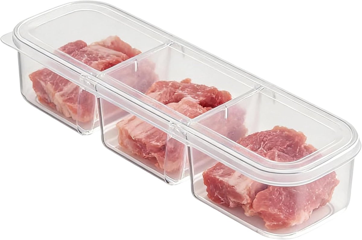 Koelkast Opbergdoos - Keuken Organizer - Vers Houden - Gedeelde Vakken - 28x9x6 cm - Transparant
