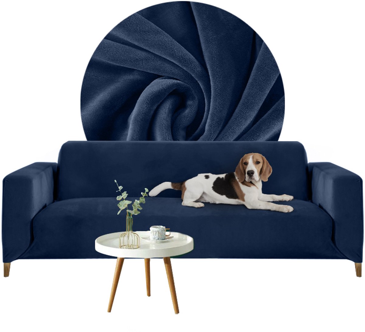 Meble odNowa - Dubbele Sofa Hoes - Fluweel - 145-185 cm - Marineblauw