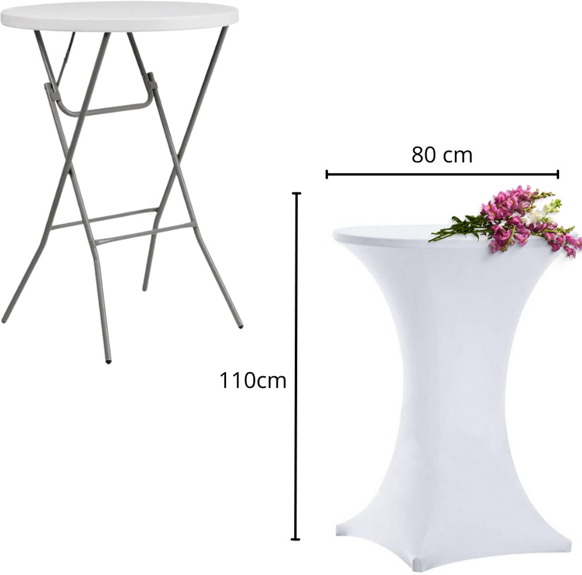 Ubieramy-meble Stretch - Statafelhoes - Cocktailtafel - Ø 80 x 110 cm - Wit - Elegant Design