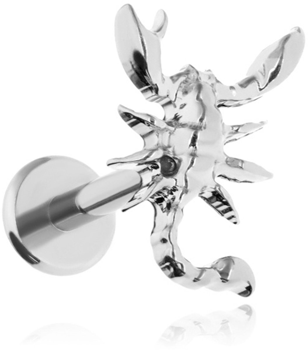Merkloos - Tytanowy Kolczyk Labret - Scorpion - Zilver 1,2/8