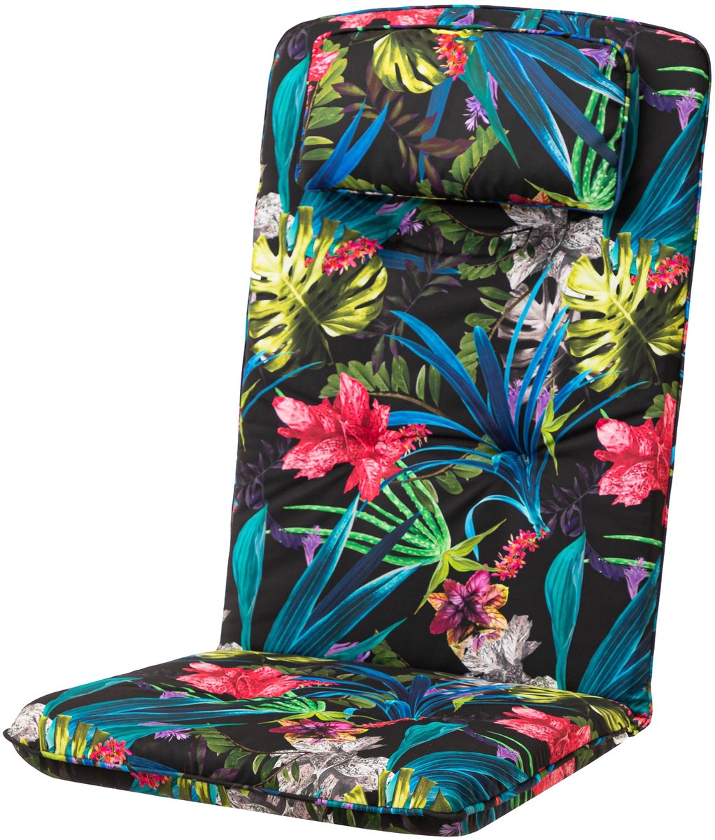 Hobbygarden Benita 3D Kleurrijke Bladeren Tuinkussen voor Hoge Rug Tuinstoelen – Waterafstotend, UV-bestendig en Extra Comfortabel