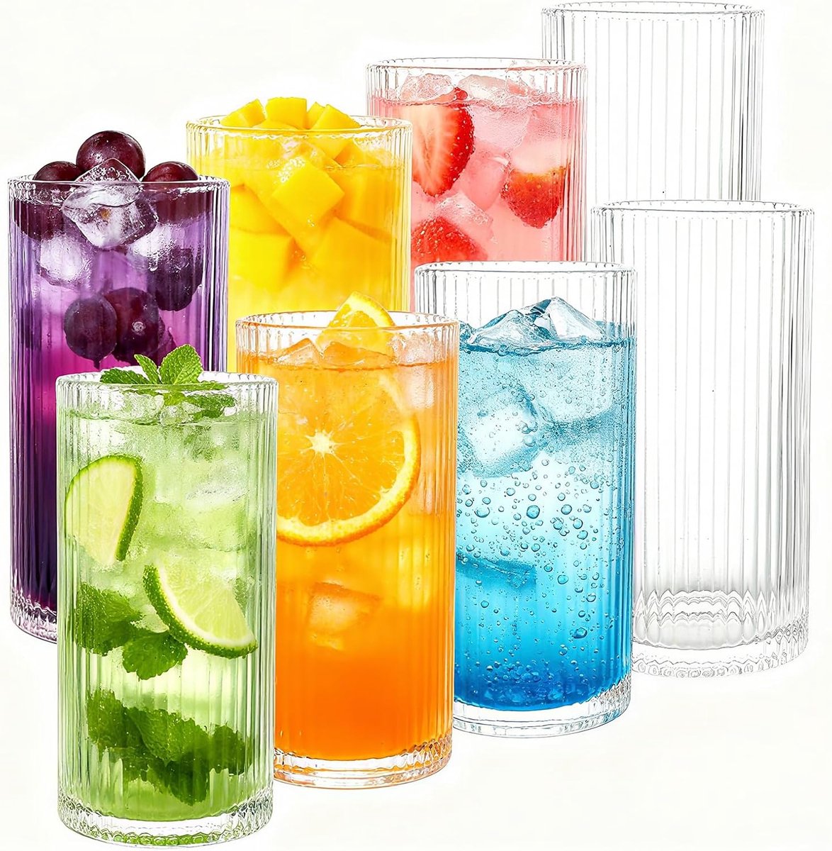 Longdrinkglazen Set - Hoge Glazen - Drank Serveren - Vaatwasserbestendig - 360 ml - Transparant
