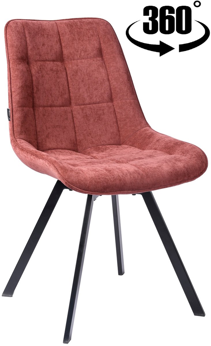 ExitoDesign LAPO - Bureaustoel - Bordo Stof - Zwart Metaal - 360° Draaibaar