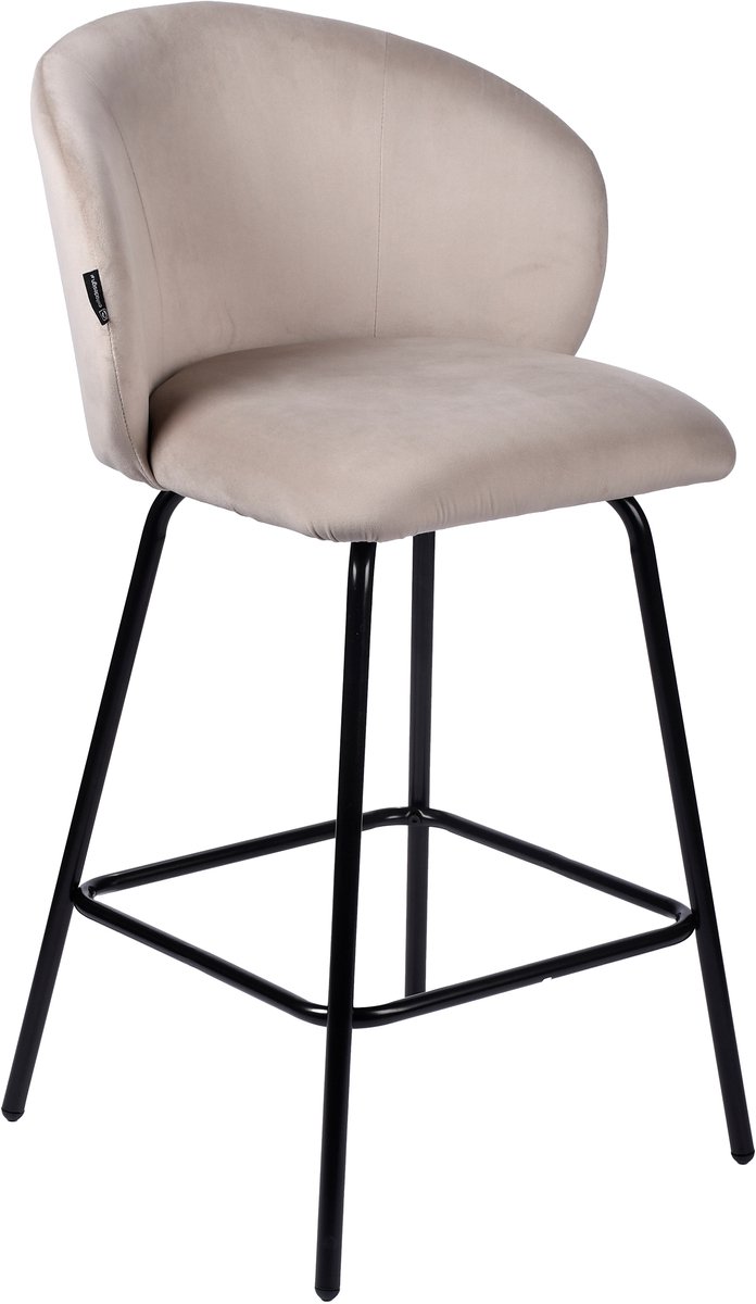 ExitoDesign NEMI - Barkruk - Beige Fluweel - 65 cm - Metalen Frame