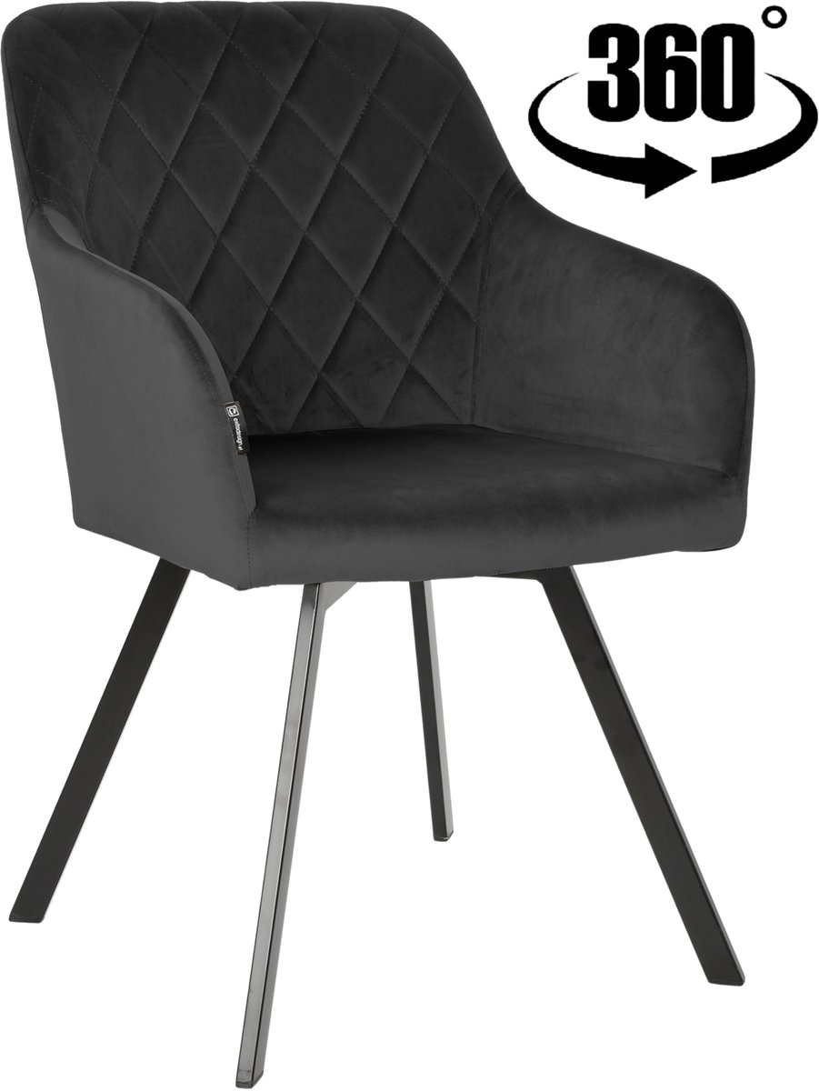 ExitoDesign Panko - Bureaustoel - Zwart Velvet - Met Armleuningen