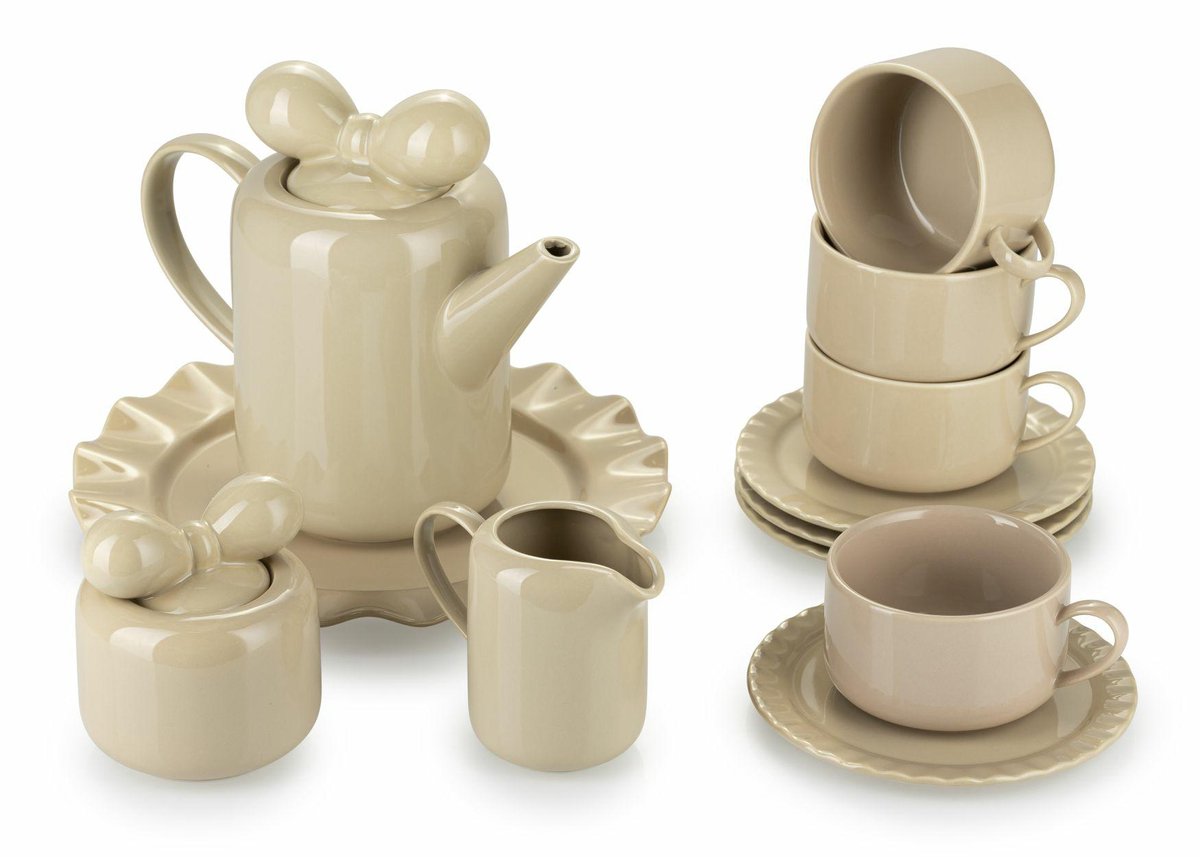HowHomely Sofia Serie - Koffieservies - Beige - 7-delige Set - Elegante Design