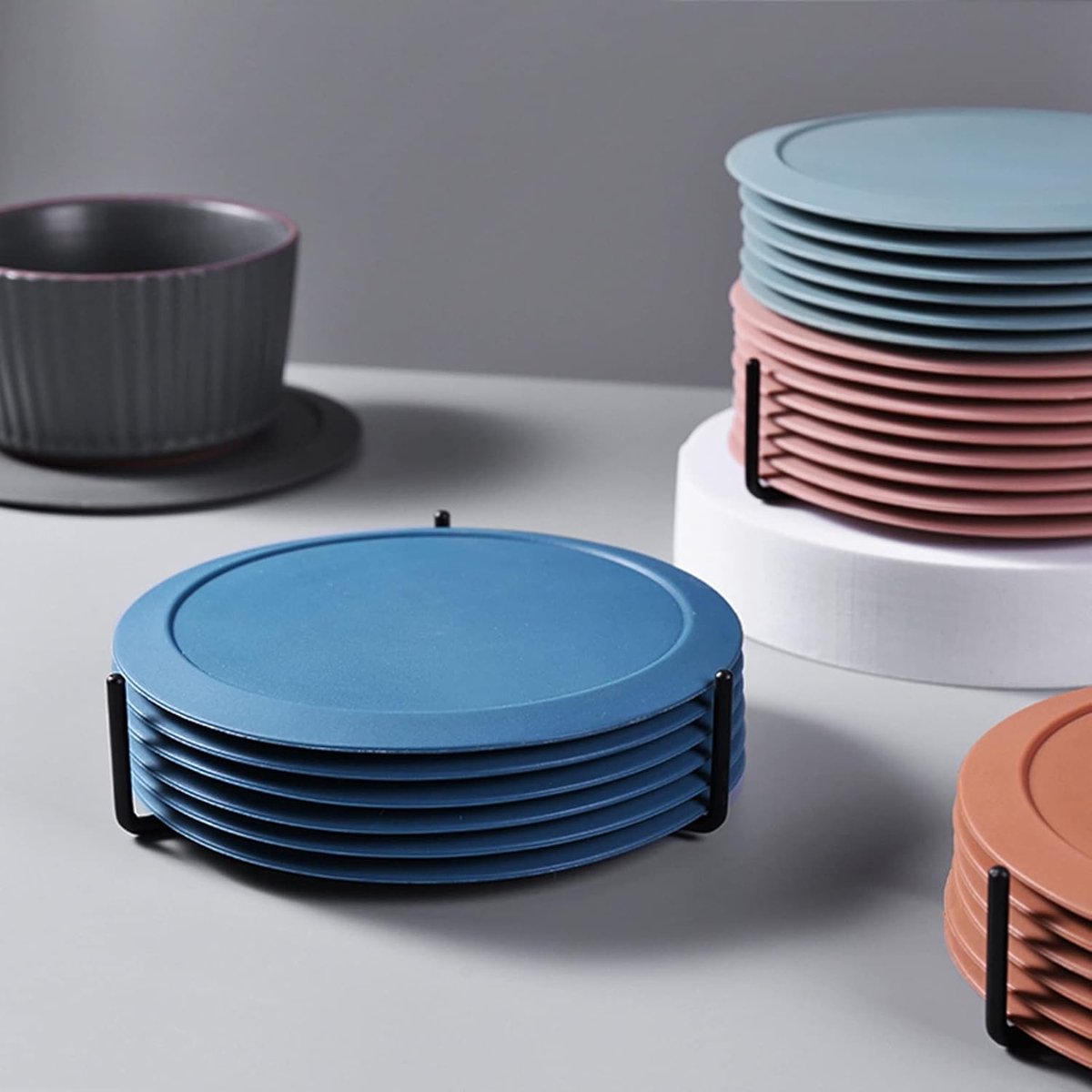 Drank Onderzetters - Tafelbeschermers - Beschermt Tafel - Antislip Ontwerp - 6 Stuks - Blauw