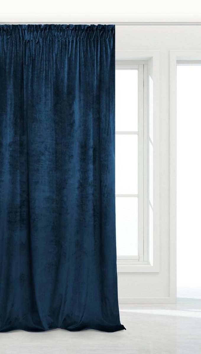 Spod Igły i Nitki Serie - Velours Gordijn - 140x270cm - Blauw - Halverwege Verduisterend